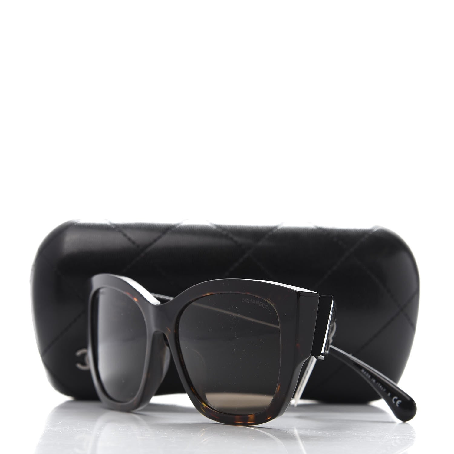 Chanel Acetate 18K White Gold Butterfly Sunglasses 5429 Dark Tortoise 9 of 9