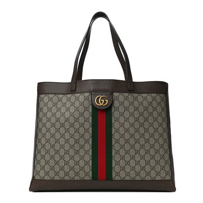 Gucci GG Supreme Monogram Web Ophidia Tote Brown 3 of 12