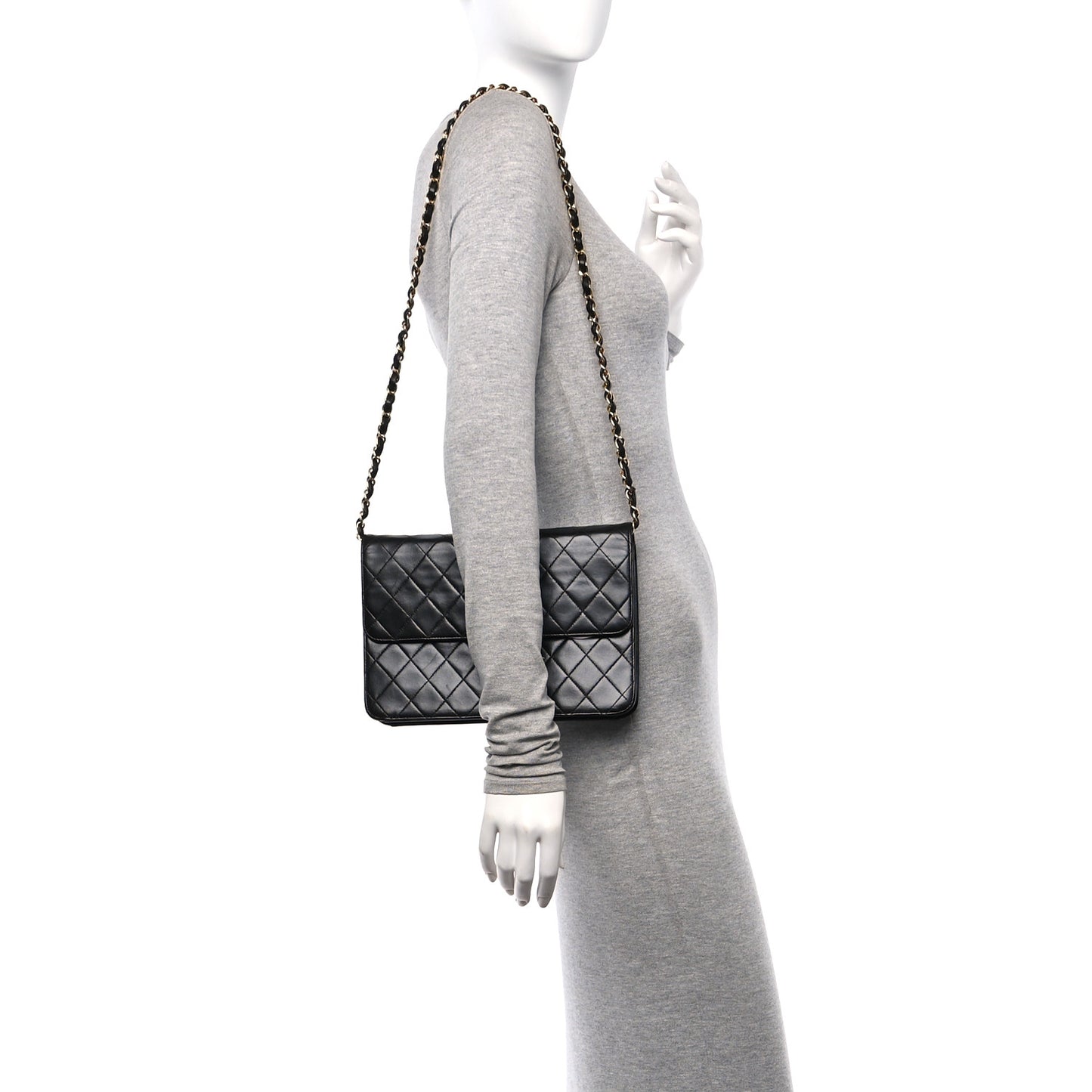 Lambskin Quilted Small Single Flap Black