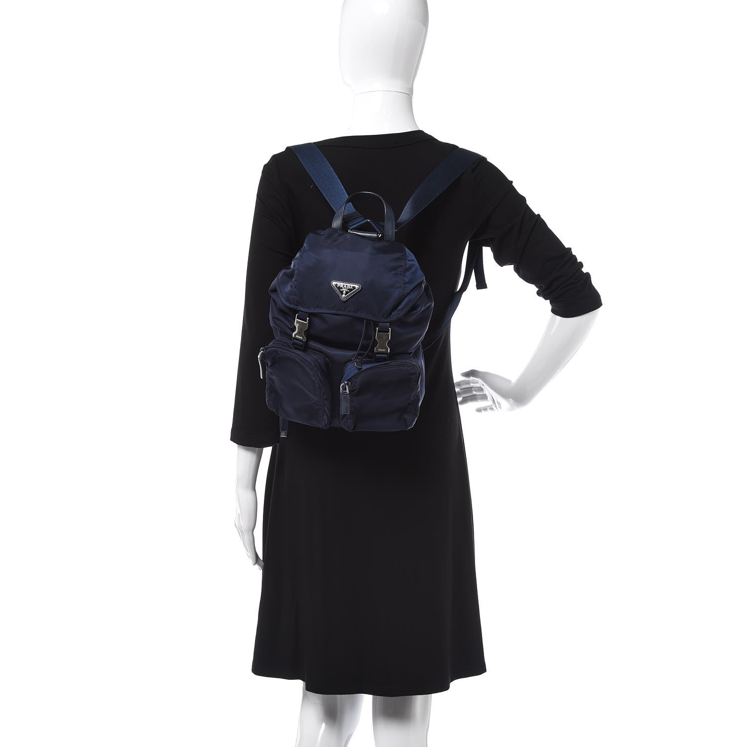 Prada Nylon Vela Double Buckle Backpack Baltico 2 of 8