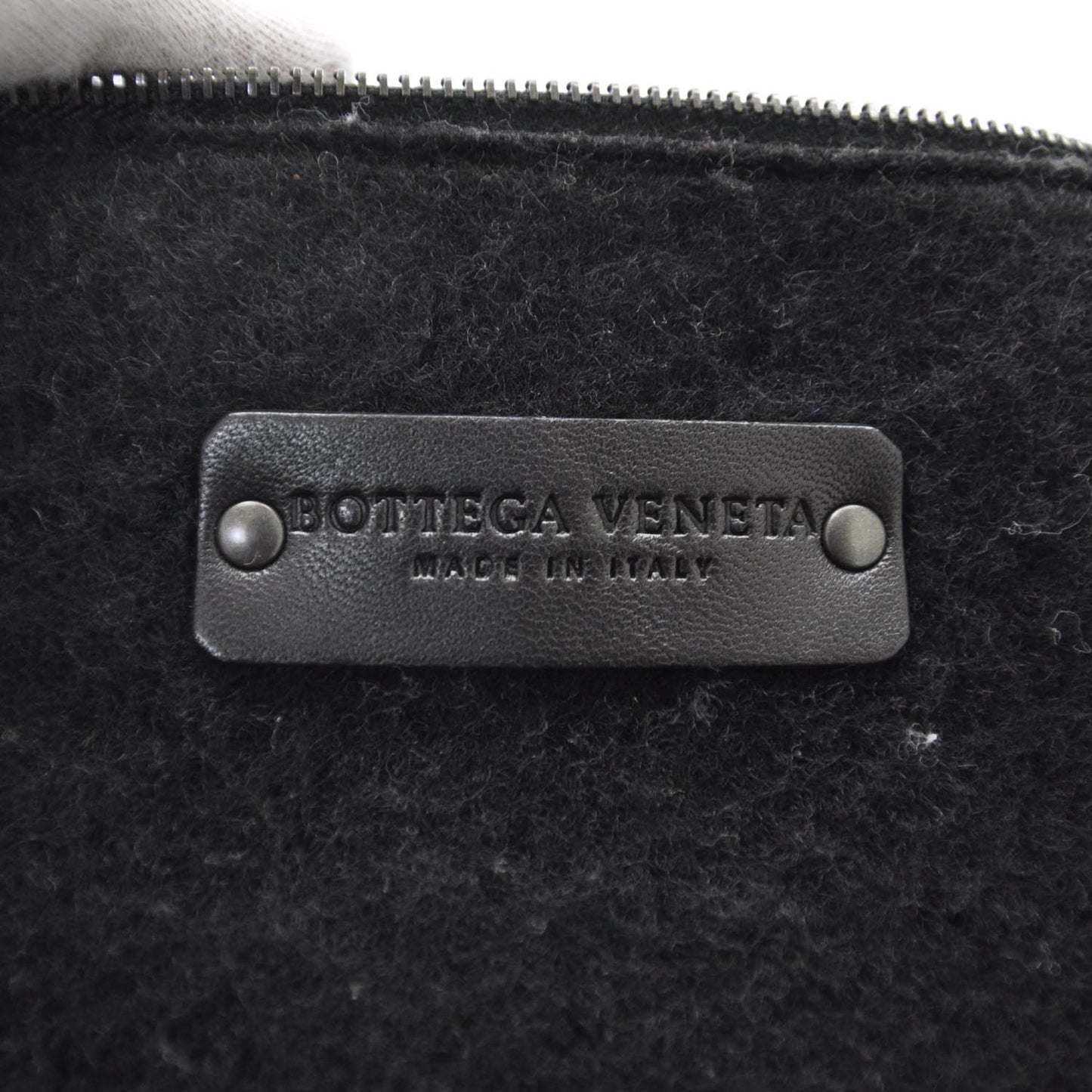 Nappa Intrecciato Wool Detail Tote Nero Black