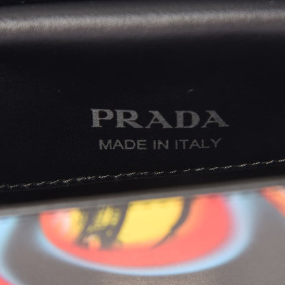 Prada City Calfskin Severine Banana Print Flap Giallo Black 5 of 6