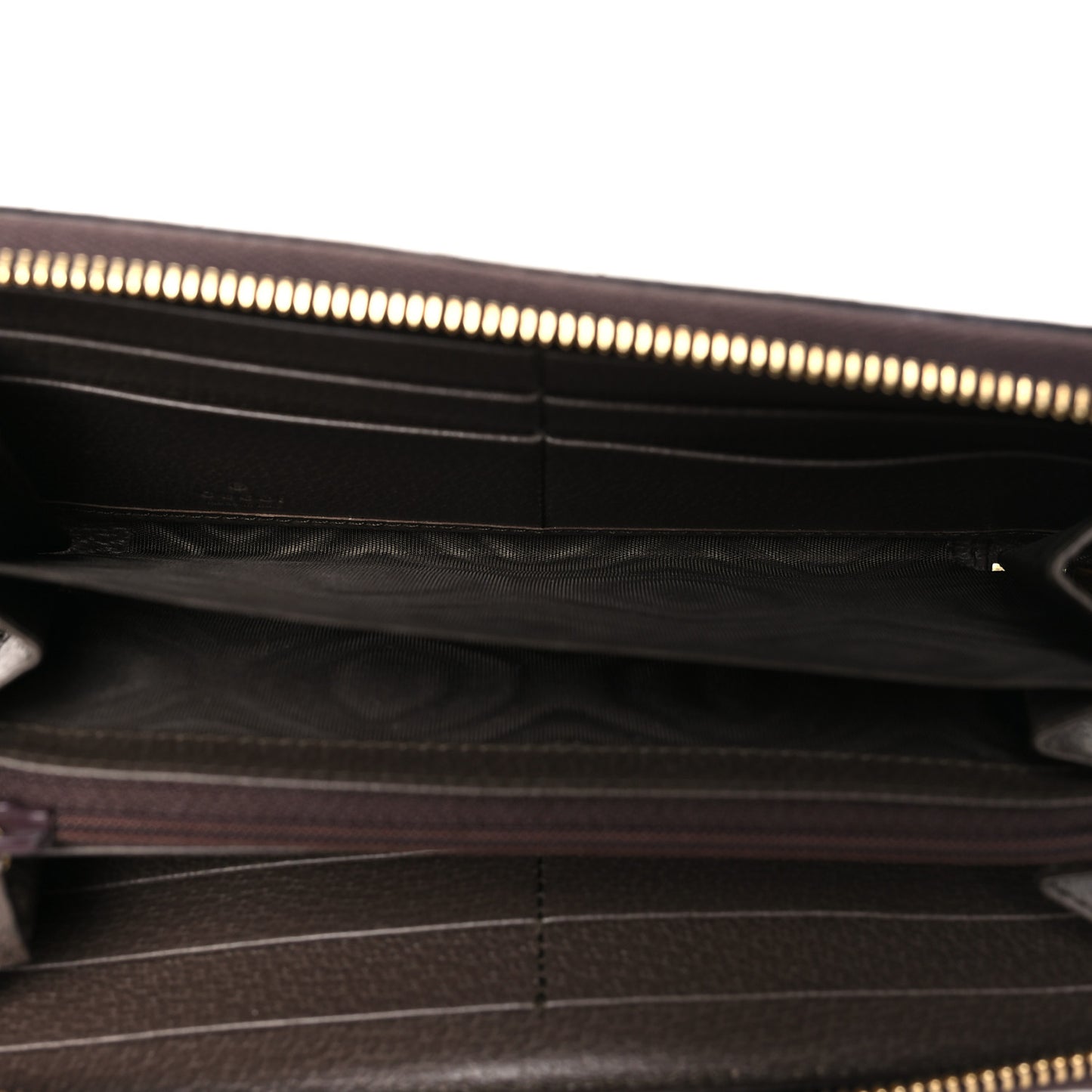 GG Supreme Monogram Web Ophidia Zip Around Wallet Brown