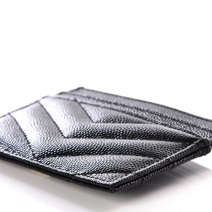 Saint Laurent Grain De Poudre Matelasse Chevron Monogram Credit Card Case Black 6 of 9