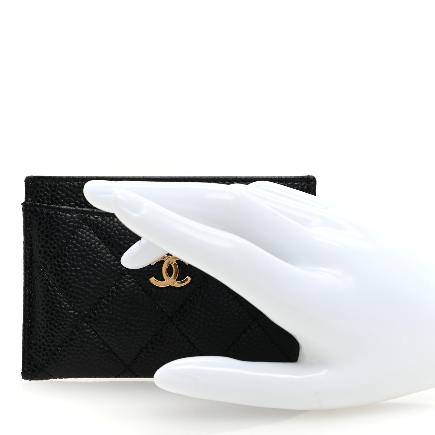 Caviar Quilted Card Holder Black