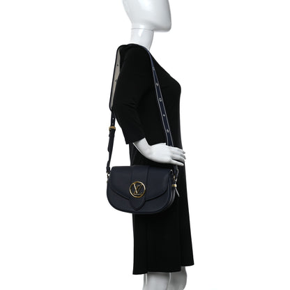 Louis Vuitton Grained Calfskin LV Pont 9 Soft MM Bleu Marine 2 of 8