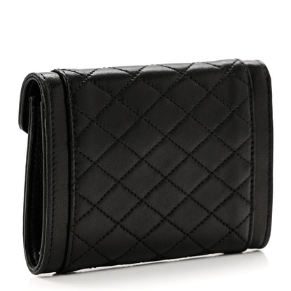 Saint Laurent Lambskin Quilted Monogram Gaby Small Envelope Wallet Black 3 of 7