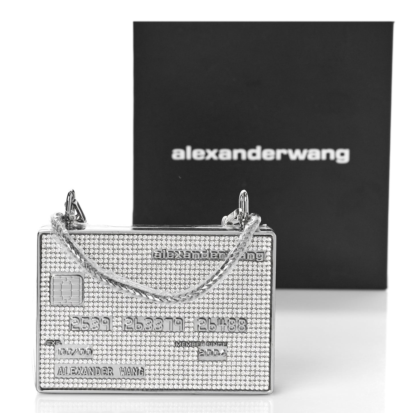 Crystal Credit Card Wangloc Minaudiere Clutch Silver
