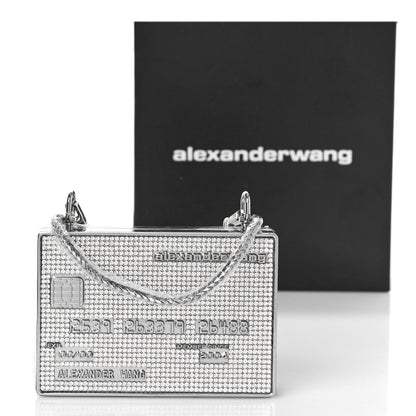 Alexander Wang Crystal Credit Card Wangloc Minaudiere Clutch Silver 9 of 9