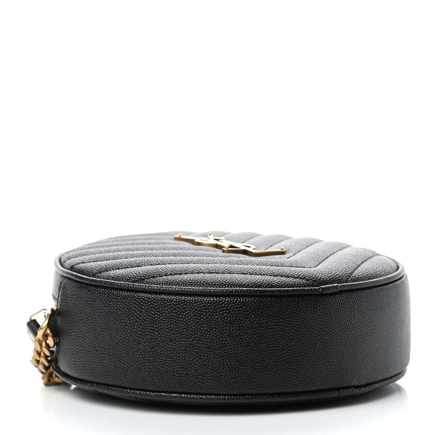 Grain De Poudre Matelasse Chevron Quilted Round Vinyle Camera Bag Black