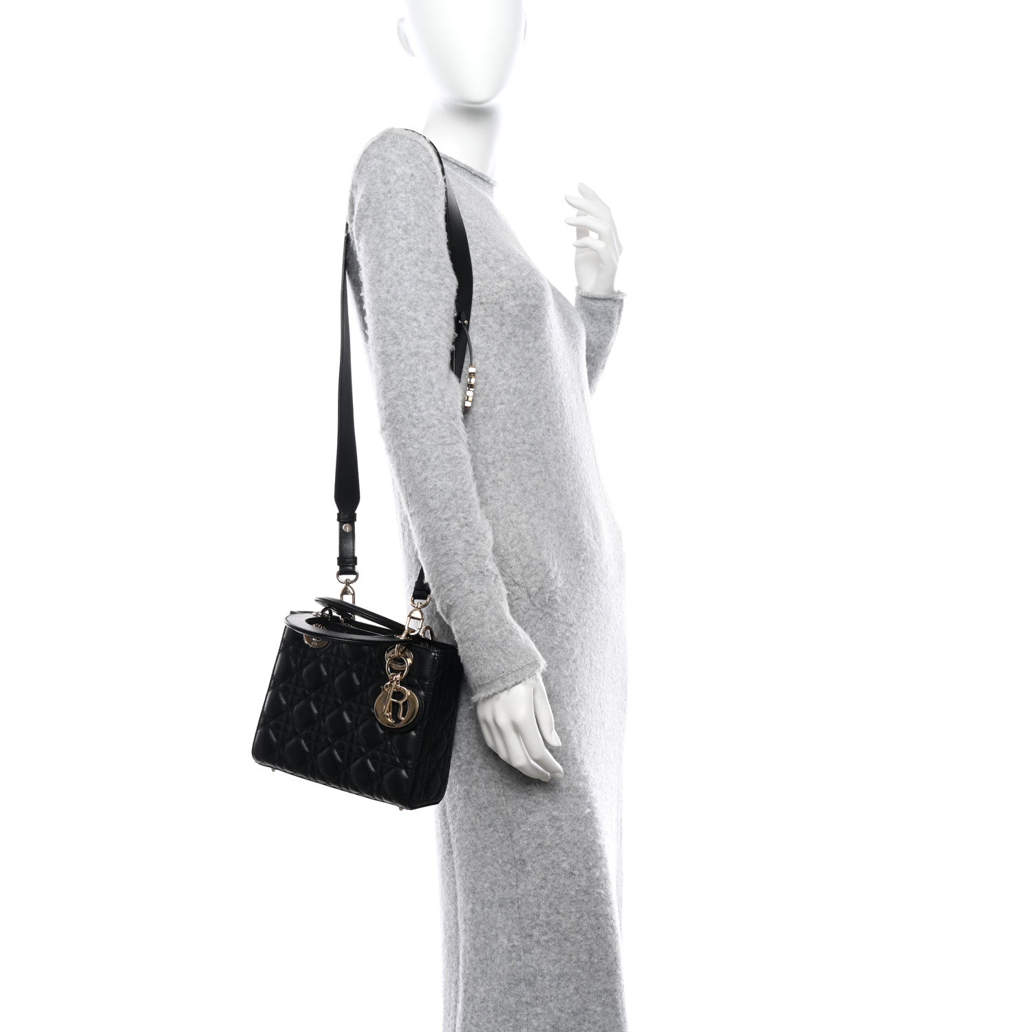 Christian Dior Lambskin Cannage Small My ABCDior Lady Dior Black 2 of 9