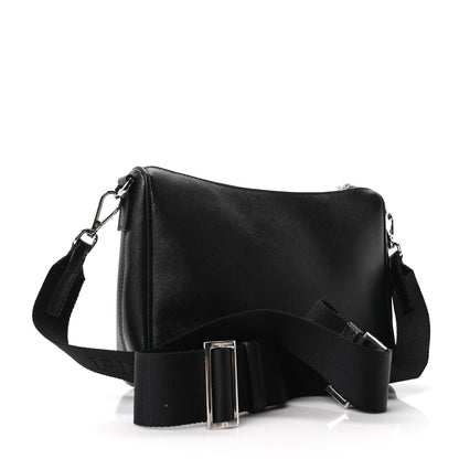 Prada Saffiano Travel Pocket Zippered Shoulder Bag Black 4 of 11