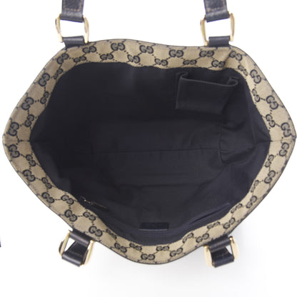 Gucci Calfskin Monogram Small Gold D Ring Tote Black 4 of 11