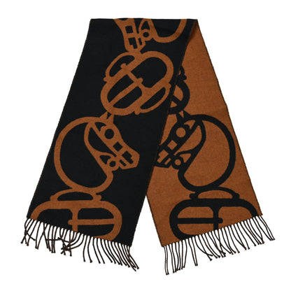 Hermes Cashmere Boucles et Camails Muffler Muffler Marine Camel 2 of 3