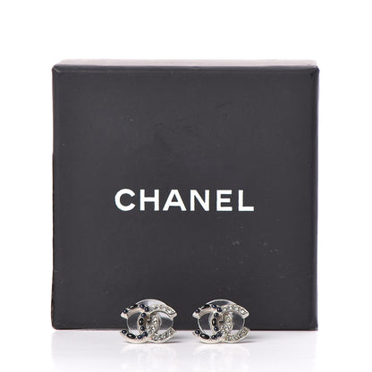Chanel Crystal Resin CC Earrings Silver Black 5 of 5