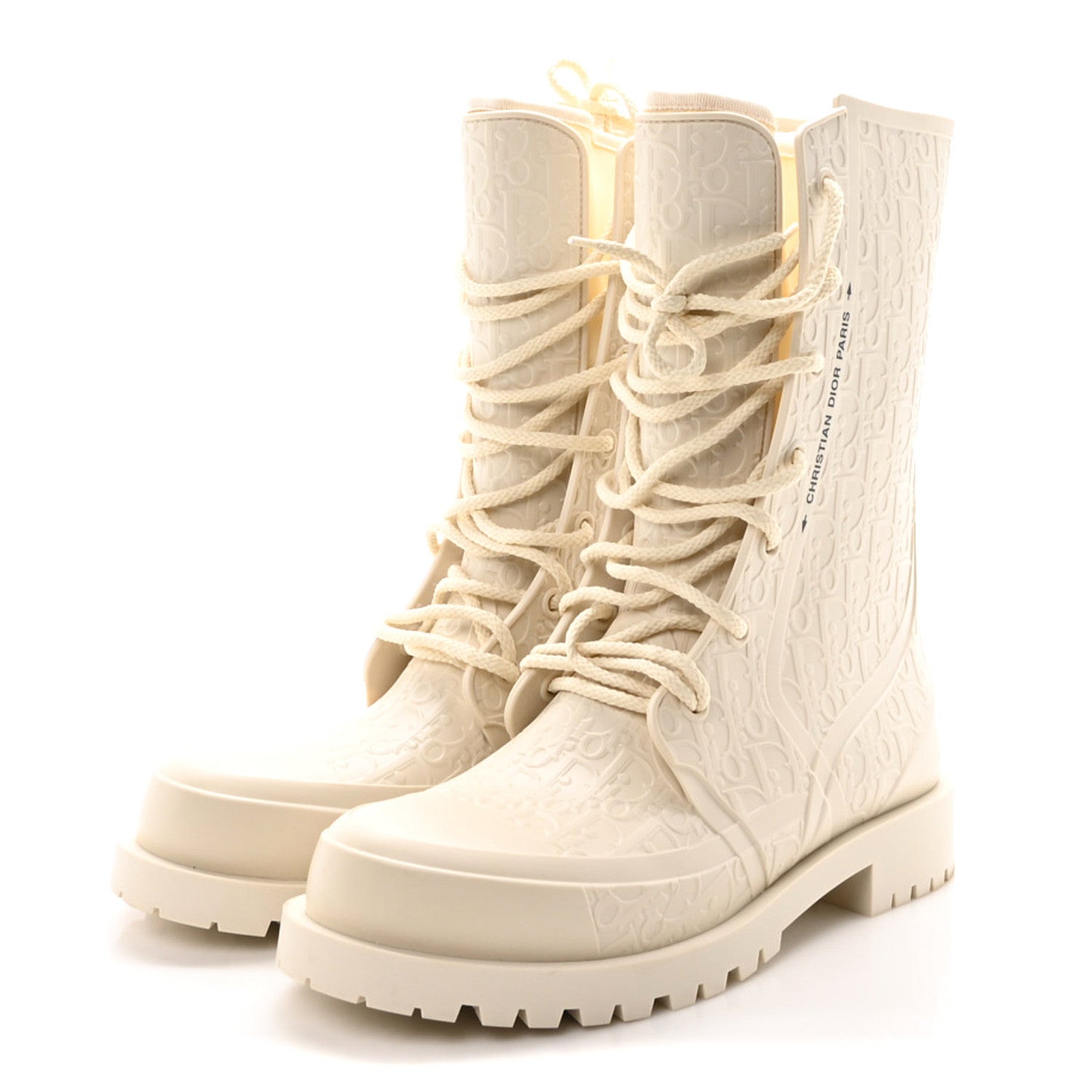 Christian Dior Oblique Rubber Diorcamp Boots 41 Off White 3 of 7