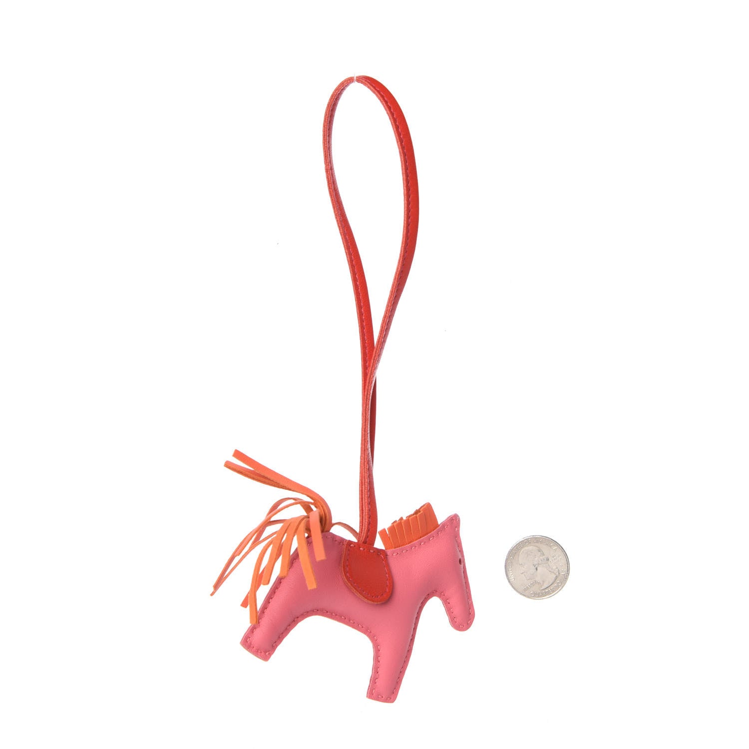 Hermes Milo Lambskin Grigri Rodeo Bag Charm PM Rose Azalee Orange Poppy Rouge Indien 2 of 4