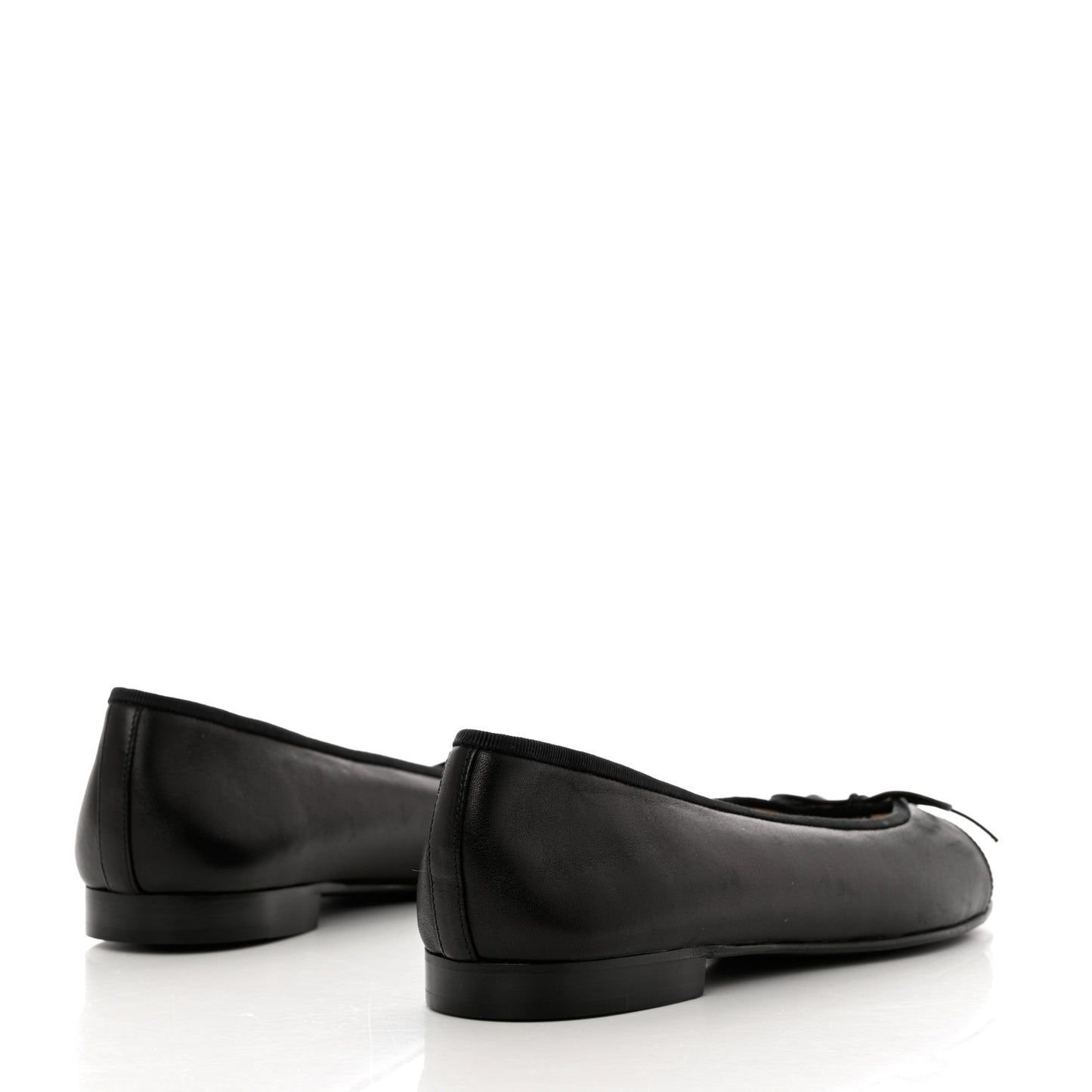 Lambskin Patent Cap Toe CC Ballerina Flats 40 Black