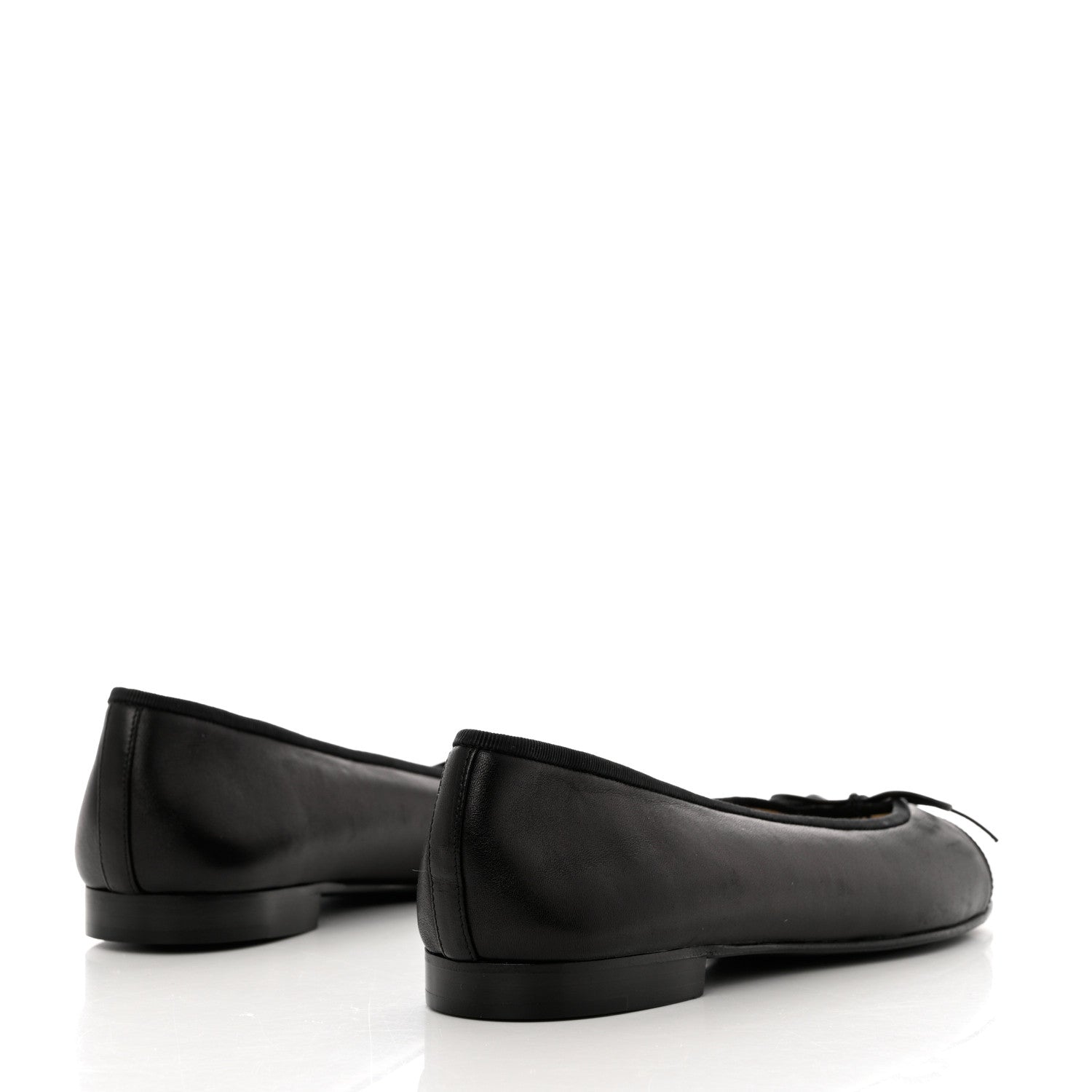 Chanel Lambskin Patent Cap Toe CC Ballerina Flats 40 Black 4 of 12