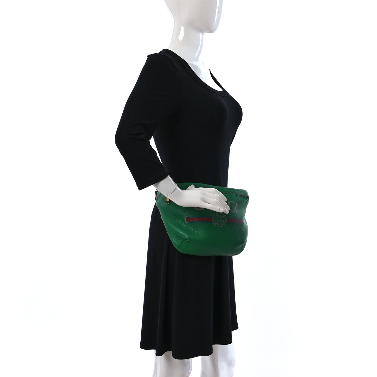 Grained Calfskin Logo Belt Bag Green