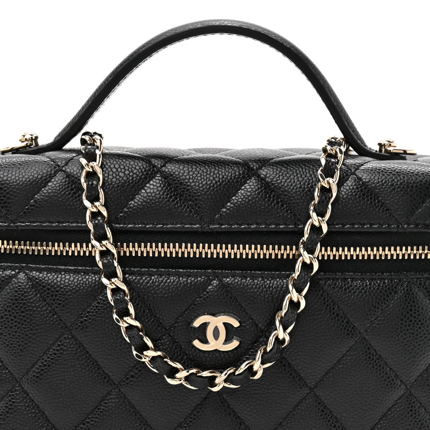 Chanel Caviar Quilted Top Handle Slim Vanity With Chain Black 15 of 19