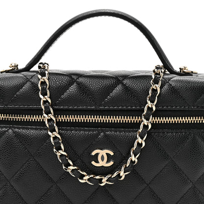 Chanel Caviar Quilted Top Handle Slim Vanity With Chain Black 15 of 19