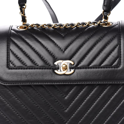 Chanel Aged Calfskin Chevron Quilted Backpack Black 10 of 11