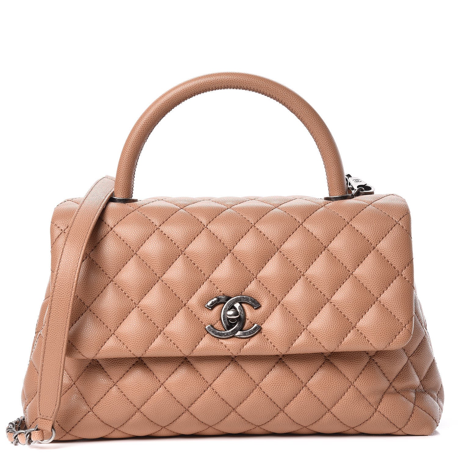 Chanel Caviar Quilted Small Coco Handle Flap Camel 1 of 10