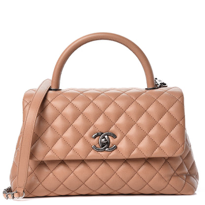 Chanel Caviar Quilted Small Coco Handle Flap Camel 1 of 10