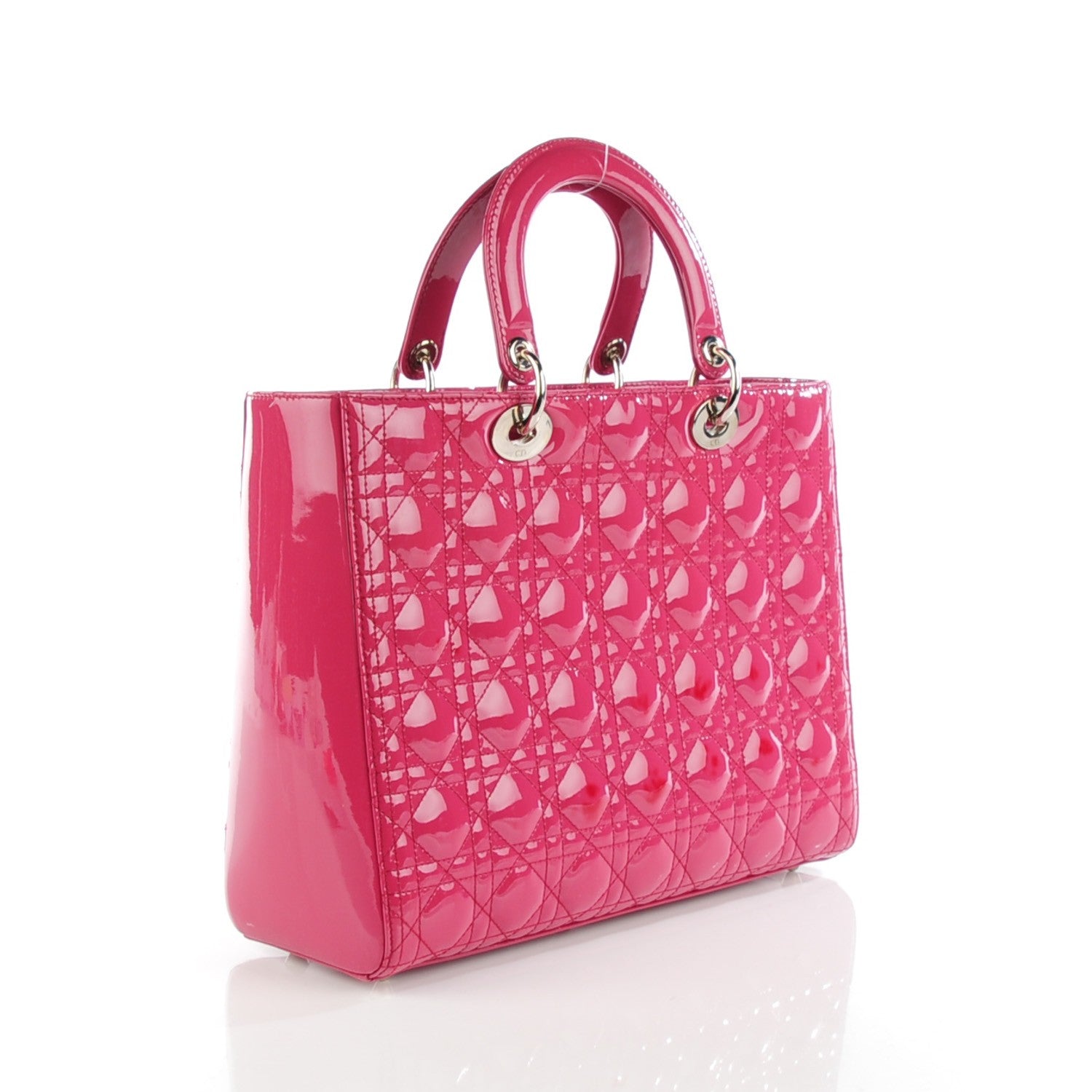 Christian Dior Patent Cannage Large Lady Dior Fuchsia 3 of 9