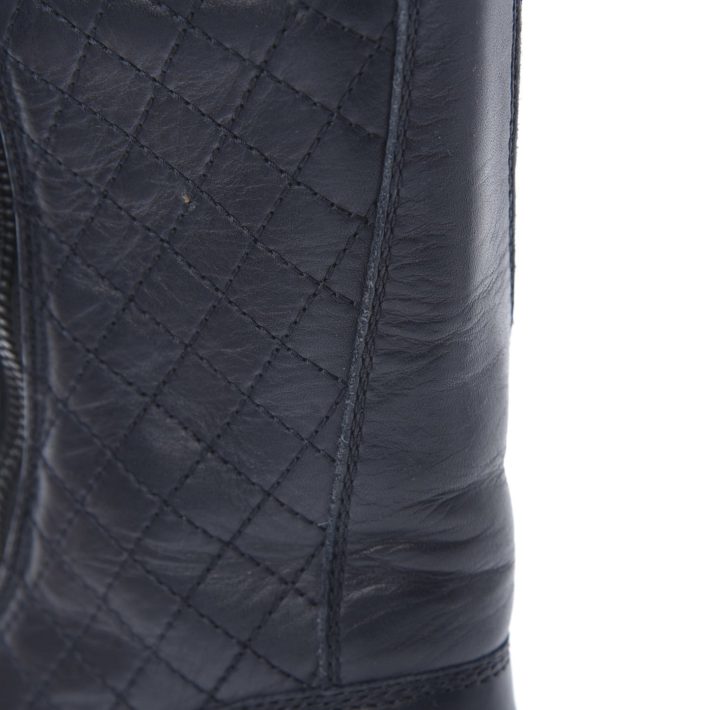 Sheepskin Quilted CC Tall Lace Up Combat Boots 39 Navy