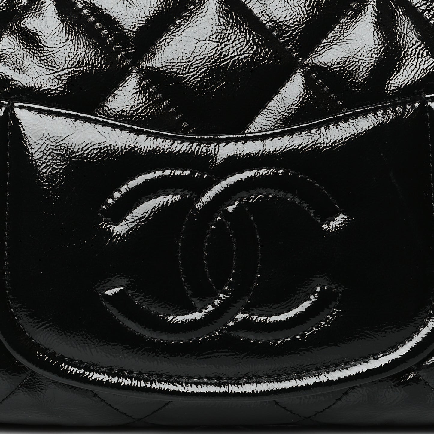 Shiny Aged Calfskin Quilted Medium Bowler Bag Black