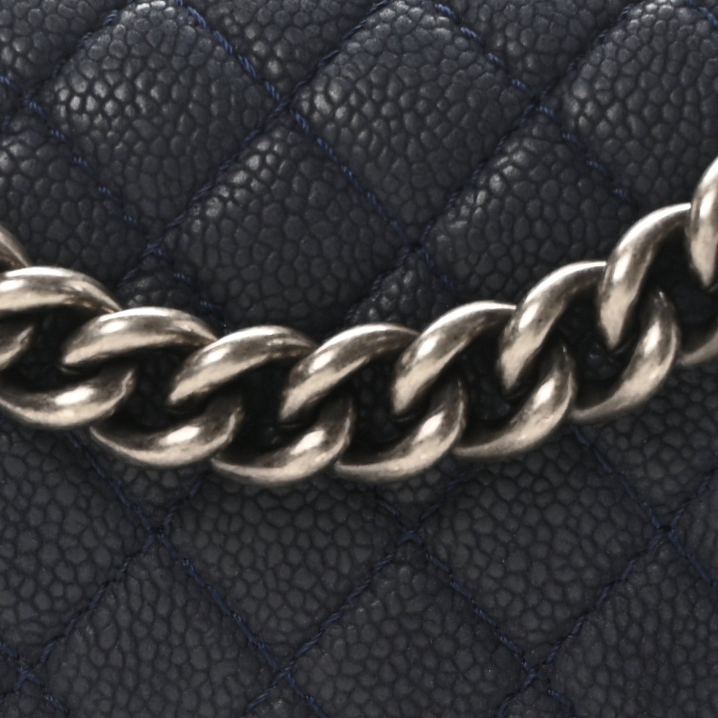 Iridescent Caviar Quilted Medium Boy Flap Dark Blue