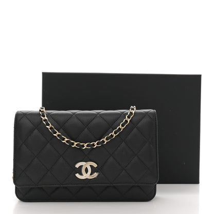 Chanel Caviar Quilted Crystal CC Wallet On Chain WOC Black 11 of 11