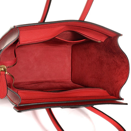 Celine Drummed Calfskin Micro Luggage Coquelicot 10 of 14