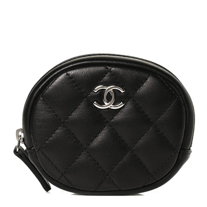 Chanel Lambskin Quilted Zip Around Classic Coin Purse Black 1 of 10