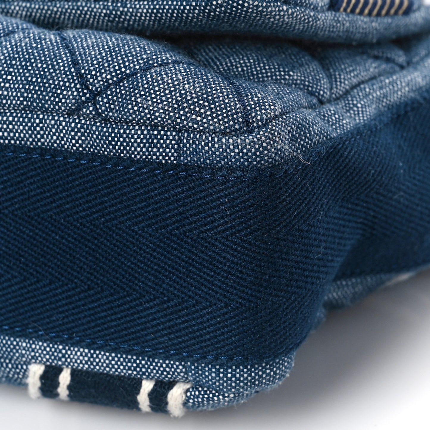 Denim Quilted Medium Airlines Buckle Messenger Bag Blue