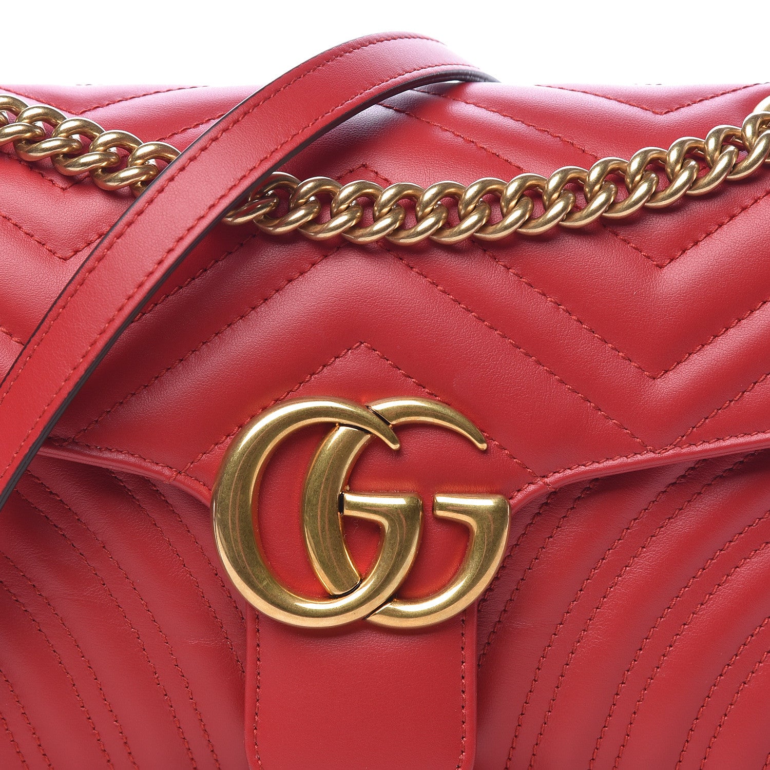 Gucci Calfskin Matelasse Small GG Marmont Shoulder Bag Hibiscus Red 10 of 10