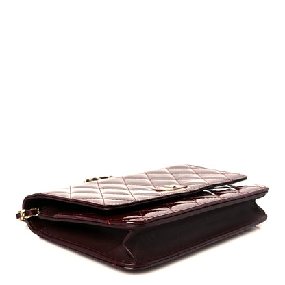 Chanel Patent Calfskin Quilted Reissue Wallet On Chain WOC Dark Red 4 of 12