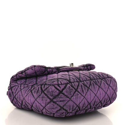 Chanel Washed Denim Quilted Small Denimpression Flap Violet Purple Black 4 of 9