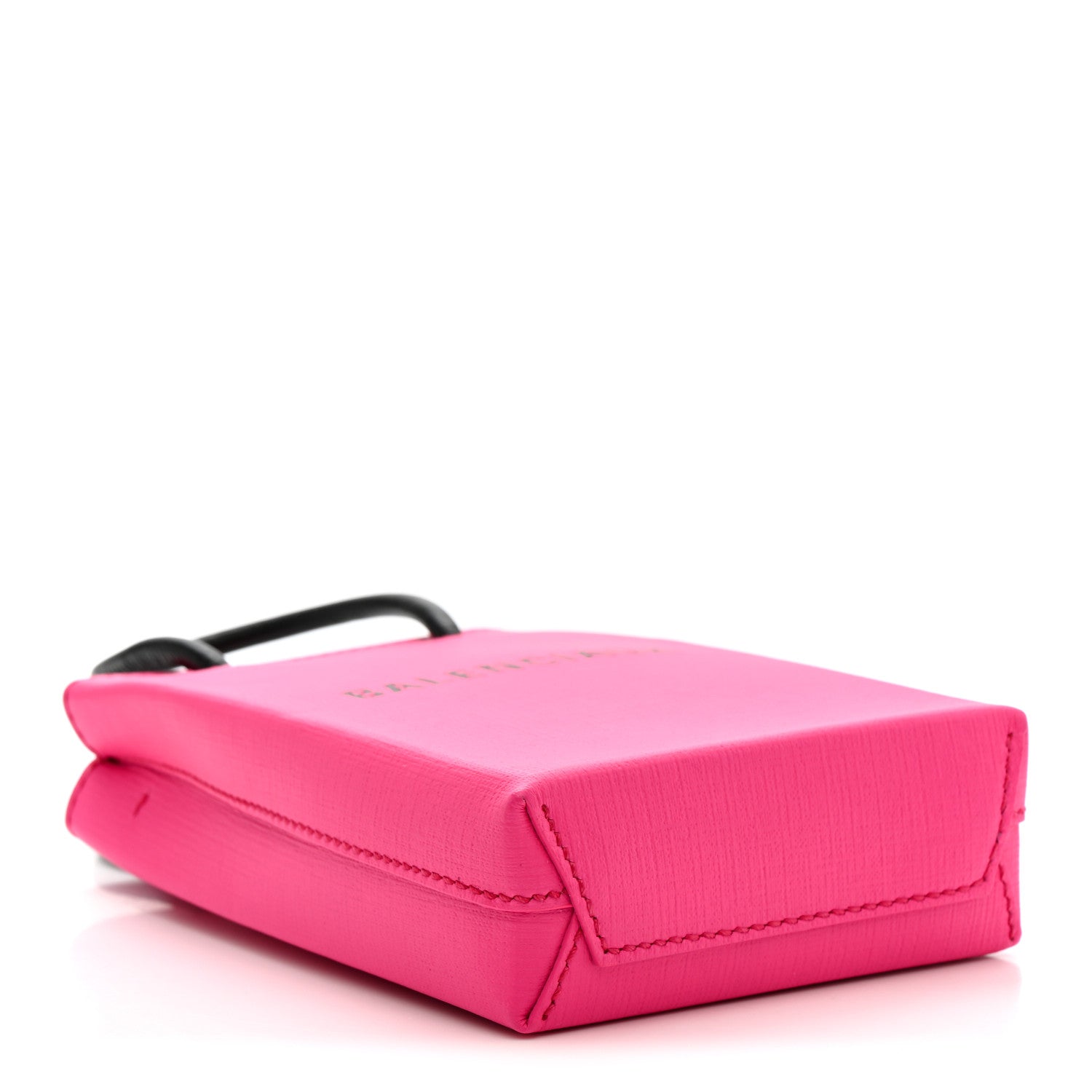 Balenciaga Squared Calfskin Logo Shopping Phone Holder Bag Acid