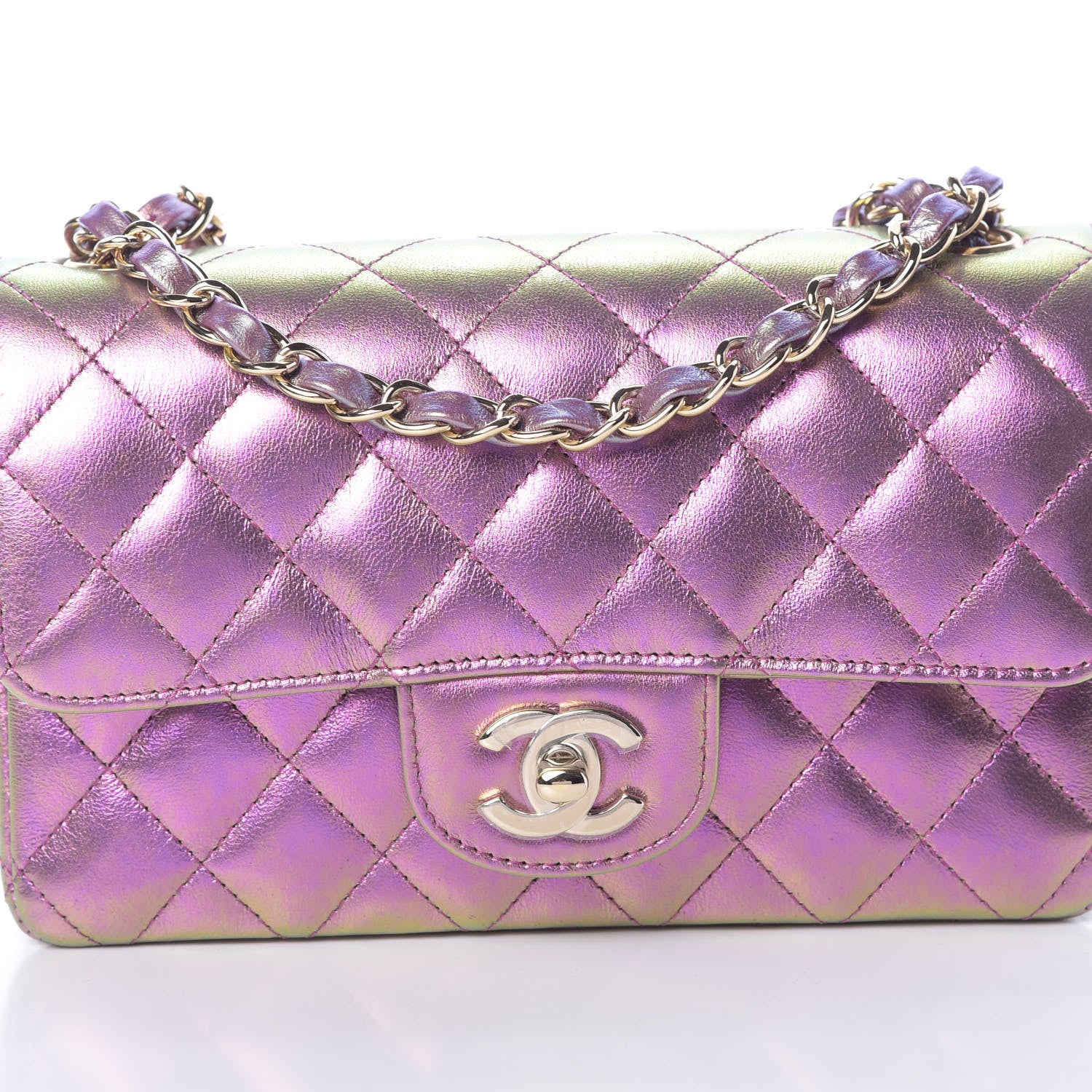 Chanel Iridescent Lambskin Quilted Mini Rectangular Flap Purple 8 of 10