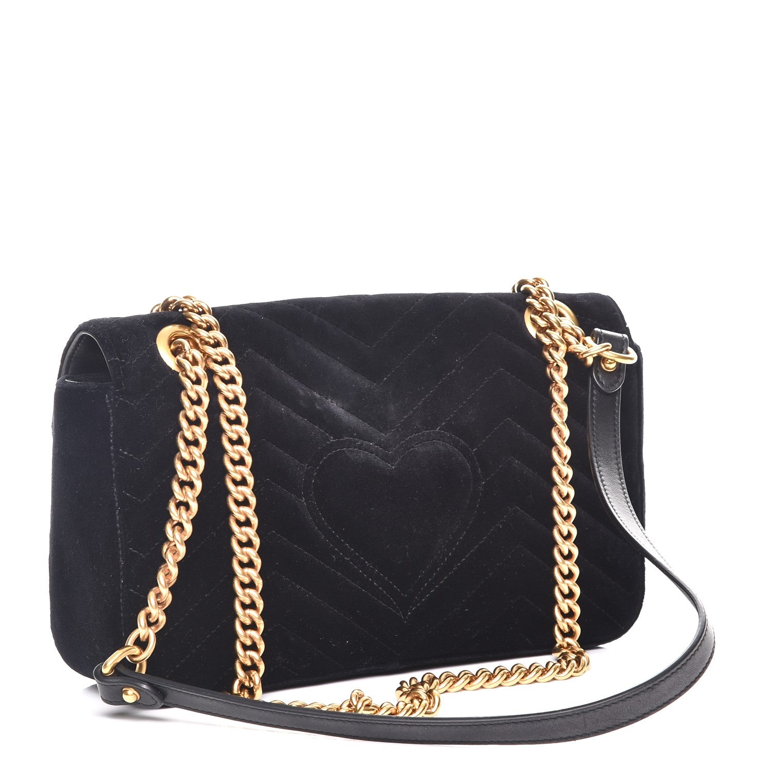Gucci Velvet Matelasse Small GG Marmont Shoulder Bag Black 4 of 10