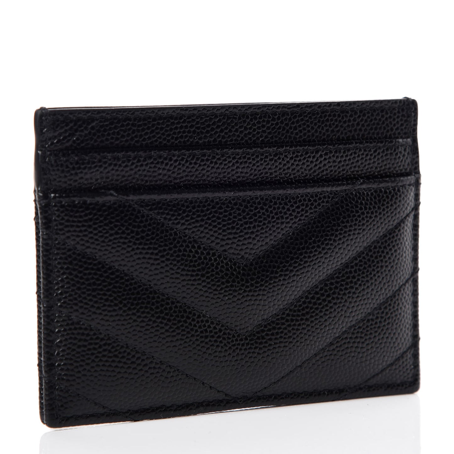 Grain De Poudre Matelasse Chevron Monogram Credit Card Case Black