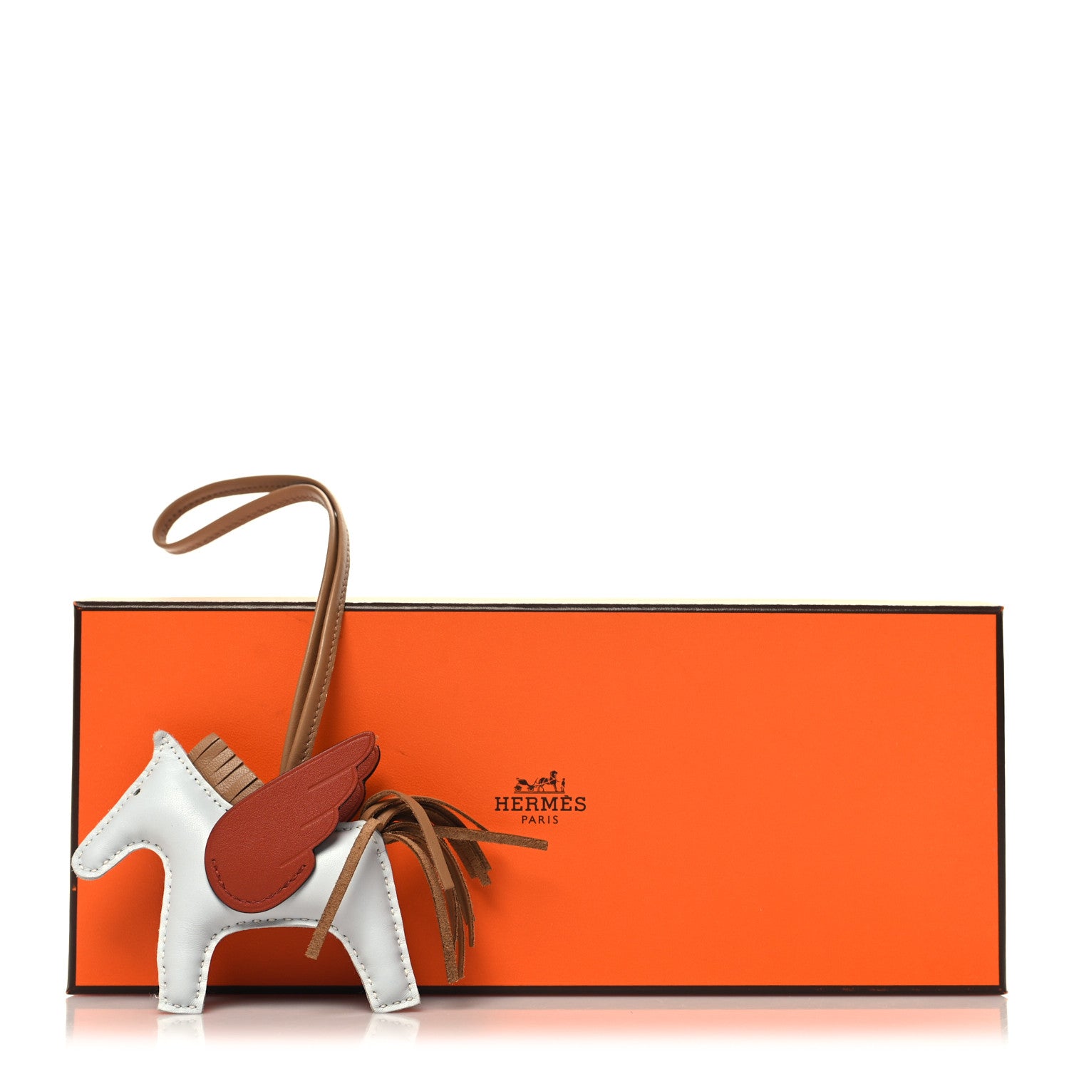 Hermes Milo Lambskin Grigri Rodeo Pegase Horse Bag Charm PM Bleu Brume Chai Cornaline 5 of 5