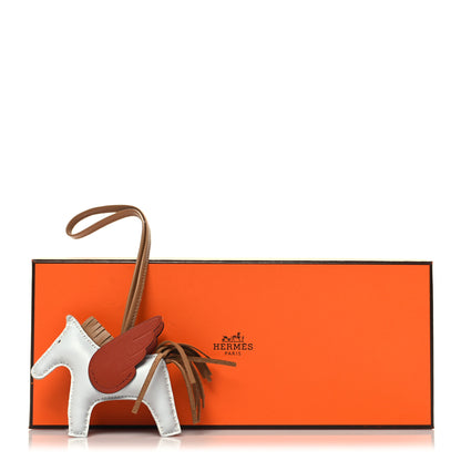 Hermes Milo Lambskin Grigri Rodeo Pegase Horse Bag Charm PM Bleu Brume Chai Cornaline 5 of 5