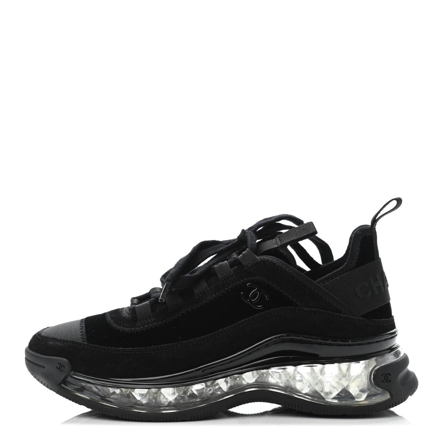 Suede Calfskin Velvet Grosgrain CC Sneakers 36 Black