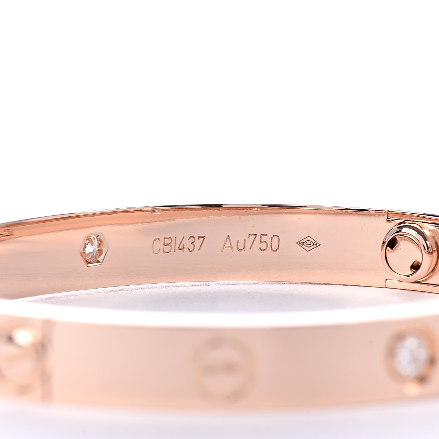 Cartier 18K Pink Gold 4 Diamond LOVE Bracelet 16 5 of 7