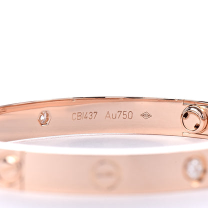 Cartier 18K Pink Gold 4 Diamond LOVE Bracelet 16 5 of 7