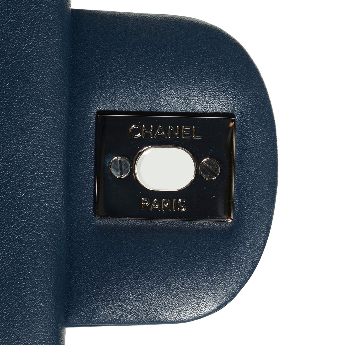 Patent Chevron Quilted Mini Rectangular Flap Navy Blue
